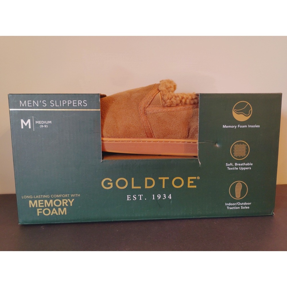 New Gold Toe Memory Foam Men's Slippers Sz Medium 9-10 Memory Foam NIB